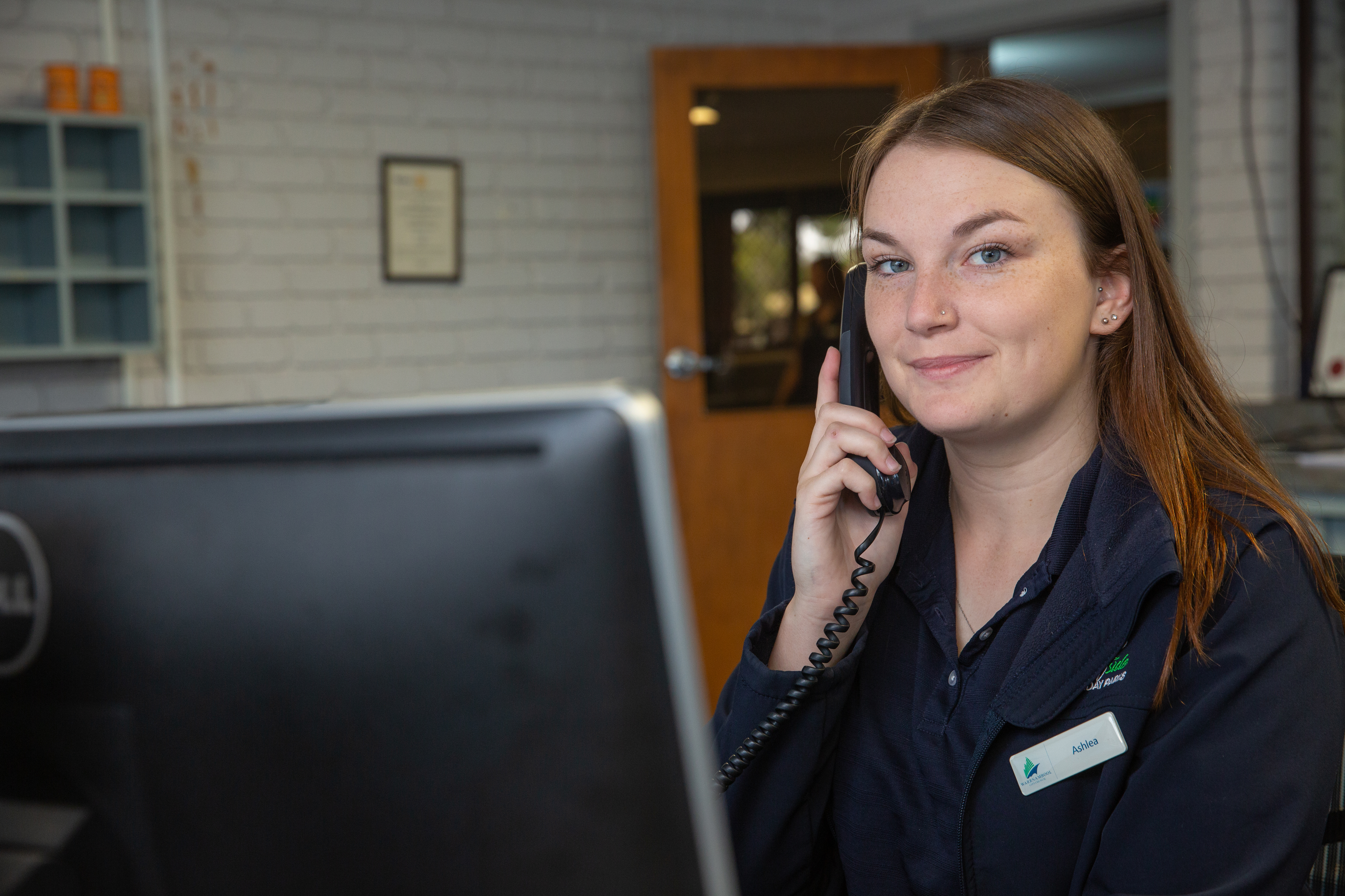 Ashlea Bentham taking a phone call