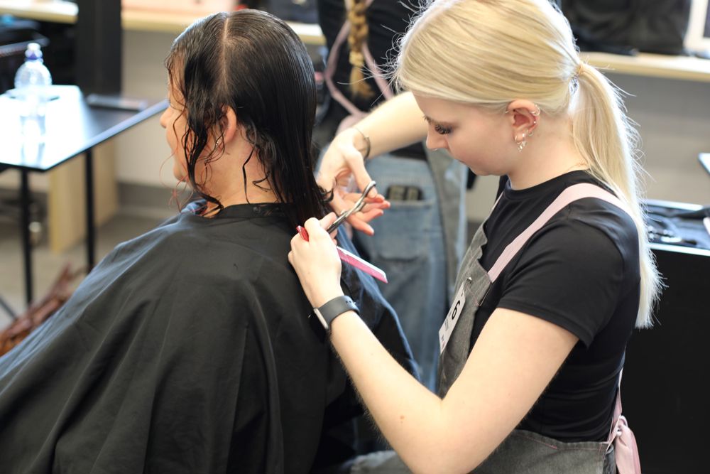 Hairdressing student competing in the WorldSkills South West Region competition.