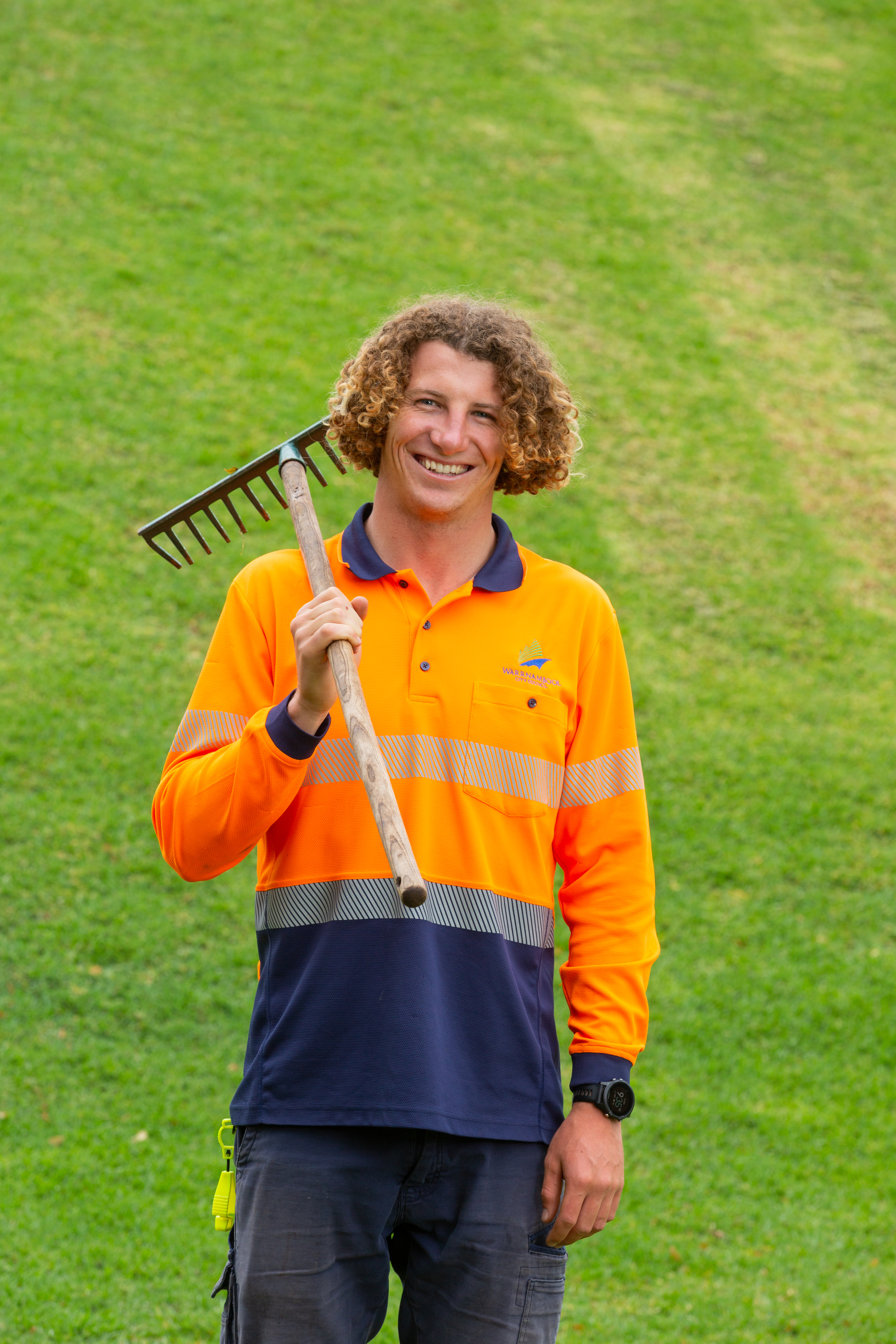 Matt working as a trainee at Warrnambool City Council in the Parks and Gardens team